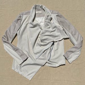 Blank NYC Drape Front Cream Leather Jacket
